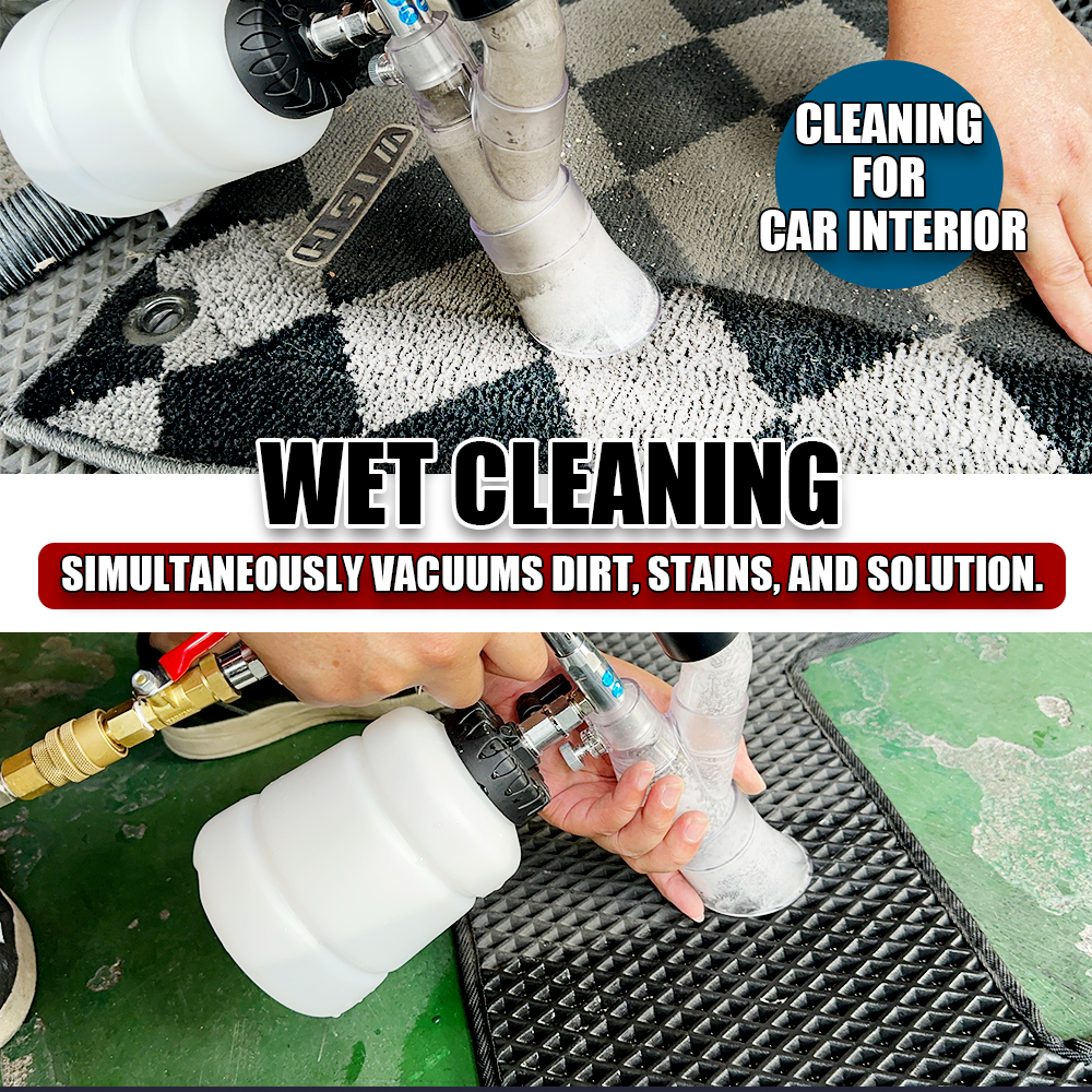 High-Pressure Turbo Cleaning Gun in Action – Deep Cleaning of Car Upholstery